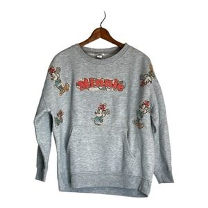 Danskin Light Gray Minnie Mouse Men's Crewneck Sweater